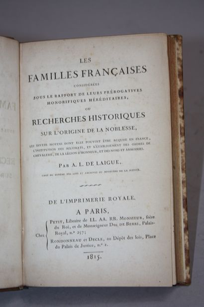 DE LAIGUE. Les familles françaises considérées...