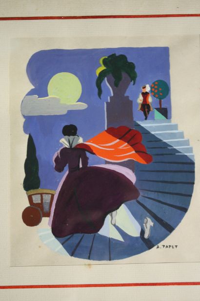 PAPET (A.). 4 gouaches originales illustrant...