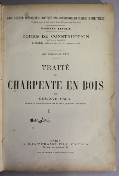 OSLET (Gustave). Traité de charpente en bois.
Paris,...