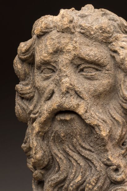 Head in yellow limestone (pierre de Jaumont)...
