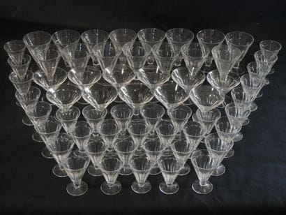 Set of crystal glasses: - 18 white wine glasses...