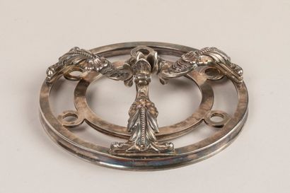 Tripod silver trivet 950°/°°; scrolled feet...