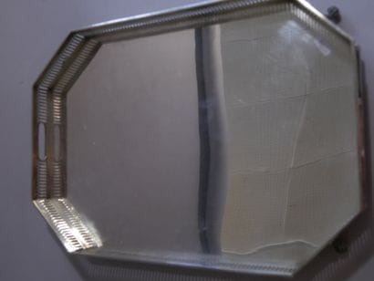 Octagonal tray in silver 800 °/°° openwork...