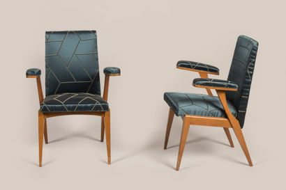 Pair of slightly tilt-back armchairs with...