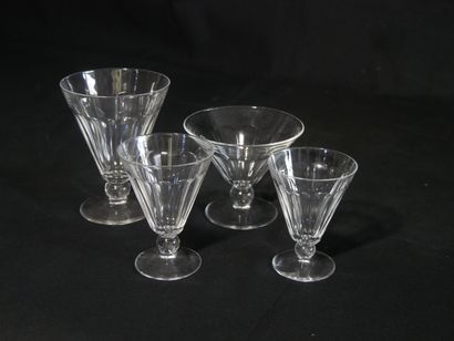 Set of crystal glasses: - 18 white wine glasses...