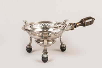 Tripod silver stove with openwork decoration...