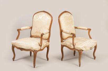 Suite of six molded and carved wood 