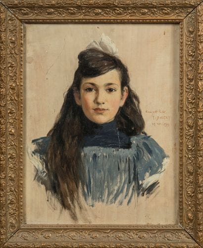 Tancrède BASTET 
Portrait of a young girl,
Oil...