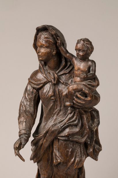 Carved oak Virgin and Child, 18th century...