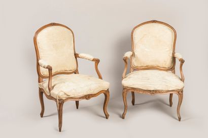 Suite of six molded and carved wood 