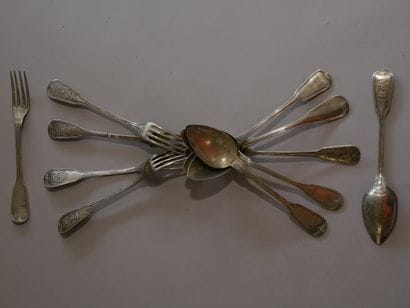 Lot in silver 800°/°°, model with filet violont,...