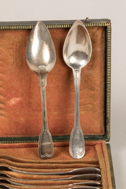 Twelve small spoons in 950°/°° silver, fillet...