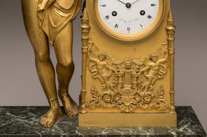 Chased ormolu and sea-green marble clock,...