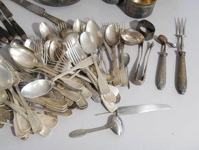 Large lot of silver and stainless steel flatware...