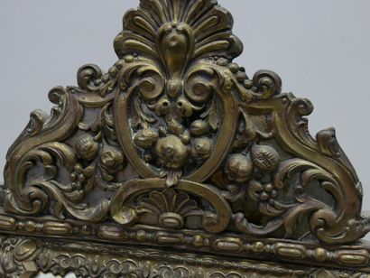 Pair of wooden mirrors with pediments, lined...