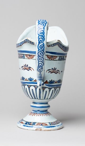 ROUEN, 18th century 
Helmet-shaped ewer on...