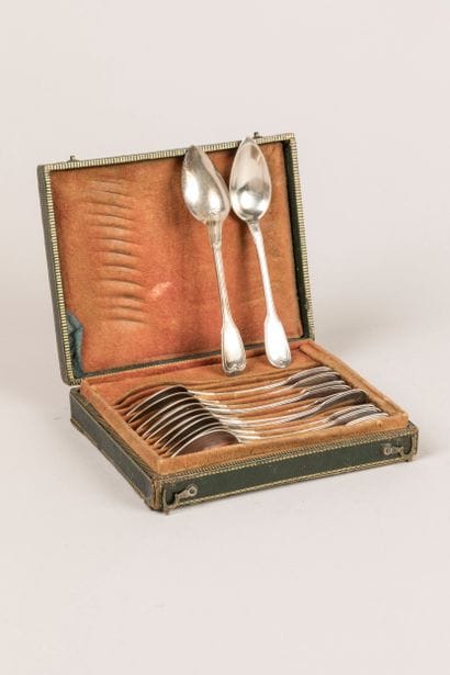Twelve small spoons in 950°/°° silver, fillet...
