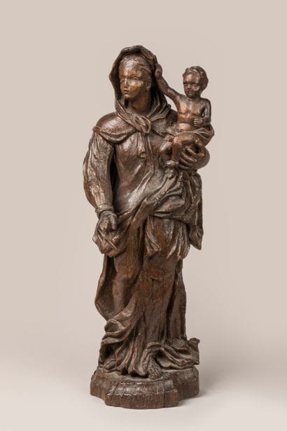 Carved oak Virgin and Child, 18th century...