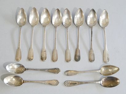 Set of 12 small spoons in Minerve silver,...