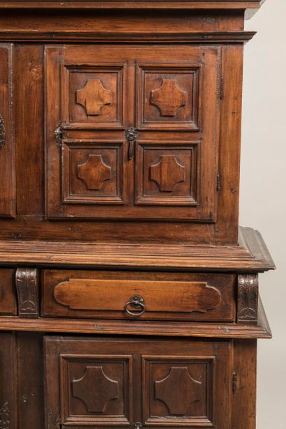 Two-part diminutive sideboard in molded walnut,...