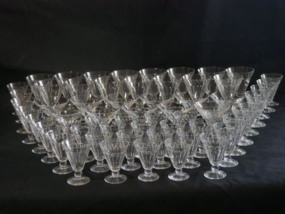 Set of crystal glasses: - 18 white wine glasses...