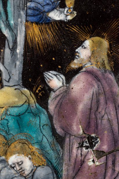 Christ in the Garden of Olives, painted polychrome...