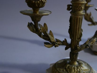 Pair of chased and gilded bronze torches,...