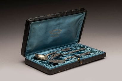 Engraved silver candy set (3 pieces), Minerve...