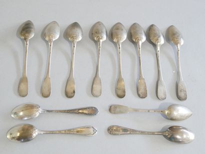 Set of 12 small spoons in Minerve silver,...