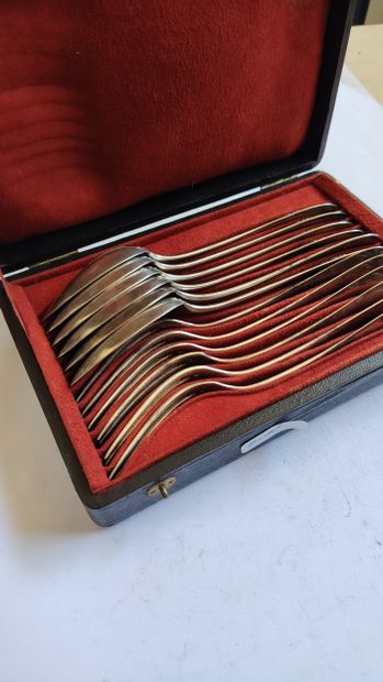 Six pieces of 950°/°° silver flatware, with...