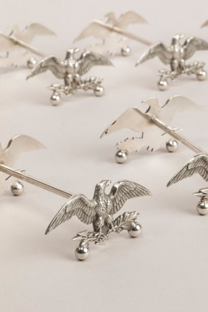 Twelve knife-holders in 950°/°° silver, the...