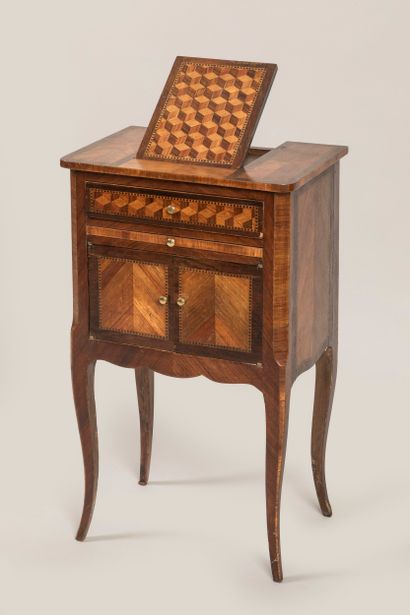 Small pupître table in marquetry of cubes...
