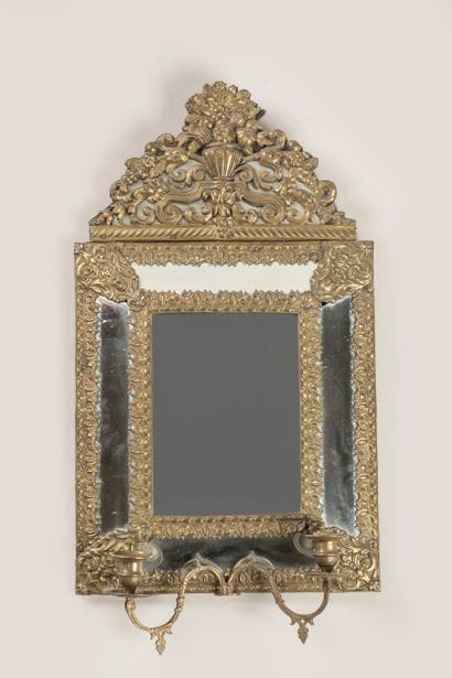Regency style wood and brass mirror with...