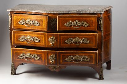 Rosewood and violetwood veneered chest of...