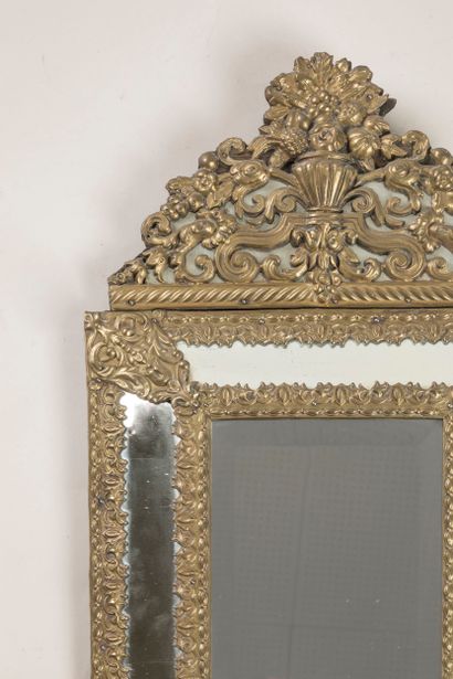 Regency style wood and brass mirror with...