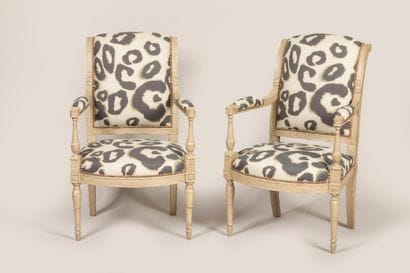 Pair of Directoire-style armchairs in cream...