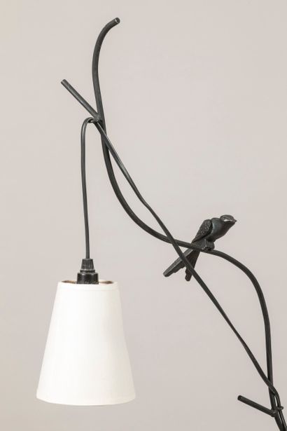 Black patina bronze-style metal floor lamp...