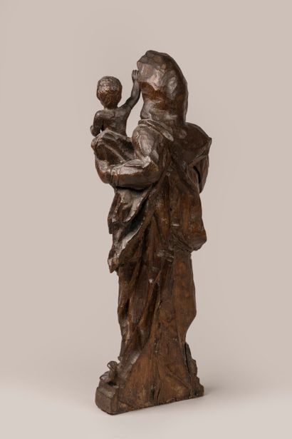 Carved oak Virgin and Child, 18th century...