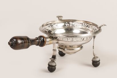 Tripod silver stove with openwork decoration...