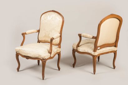 Suite of six molded and carved wood 