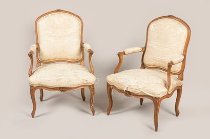 Suite of six molded and carved wood 