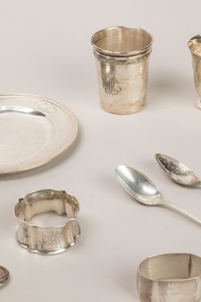 Silver lot, Minerve hallmarks (800 thousandths)...