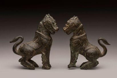 THAILAND, 20th century 
Pair of lions in...