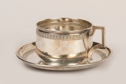Tea cup and saucer decorated with a frieze...