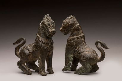 THAILAND, 20th century 
Pair of lions in...