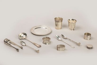 Silver lot, Minerve hallmarks (800 thousandths)...