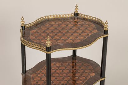 3-top sellette in cube marquetry and bronze...