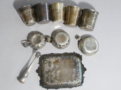 Silver set including five kettledrums, sugar...