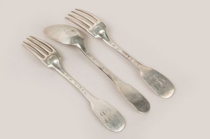 1 couvert en argent uniplat XVIIIe siècle...