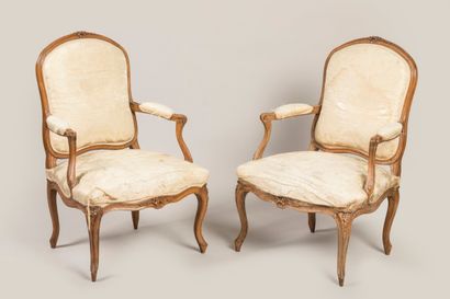 Suite of six molded and carved wood 
